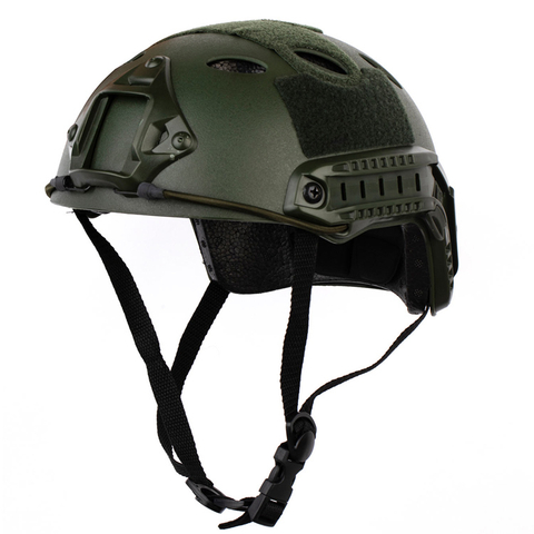 Casco rápido táctico tipo PJ para Airsoft con soporte NVG y riel lateral