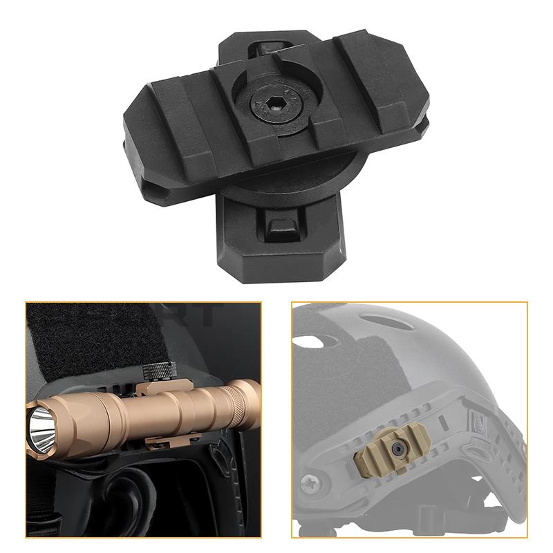 Adaptador de montaje en riel lateral para casco Rotación de guía de 360 ​​grados Tactical Airsoft Fast 19Mm