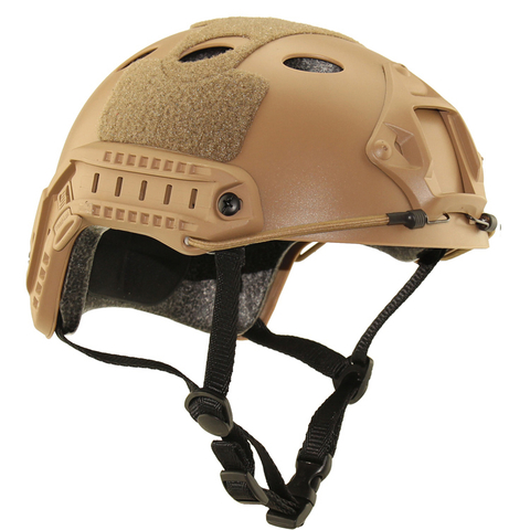 Casco rápido táctico tipo PJ para Airsoft con soporte NVG y riel lateral