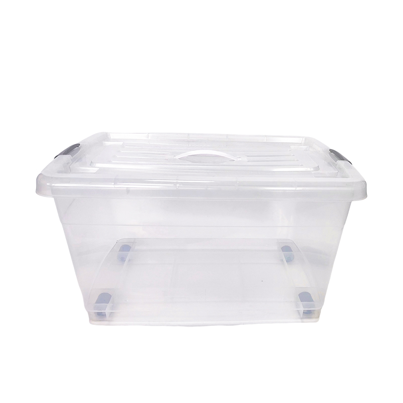 Caja de asas estable de calidad de contenedor de almacenamiento de plástico resistente transparente de 17 galones con tapa