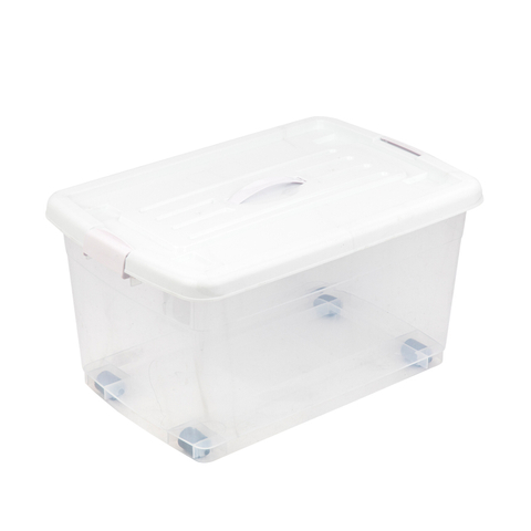 Caja de asas estable de calidad de contenedor de almacenamiento de plástico resistente transparente de 17 galones con tapa
