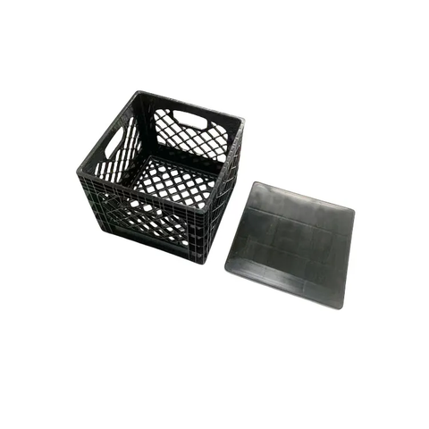 Caja de leche láctea desplegable de plástico cuadrado apilable de 16 cuartos con tapa