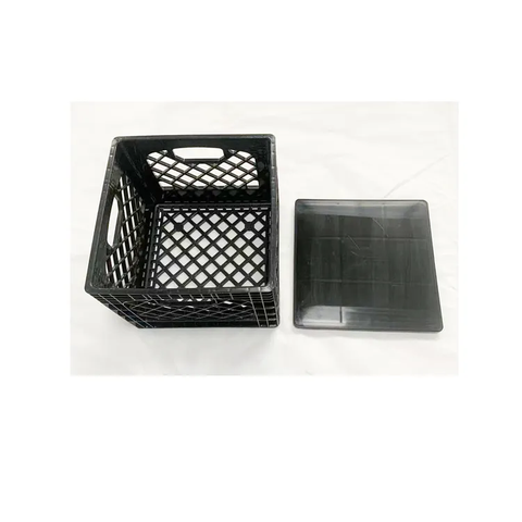 Caja de leche láctea desplegable de plástico cuadrado apilable de 16 cuartos con tapa